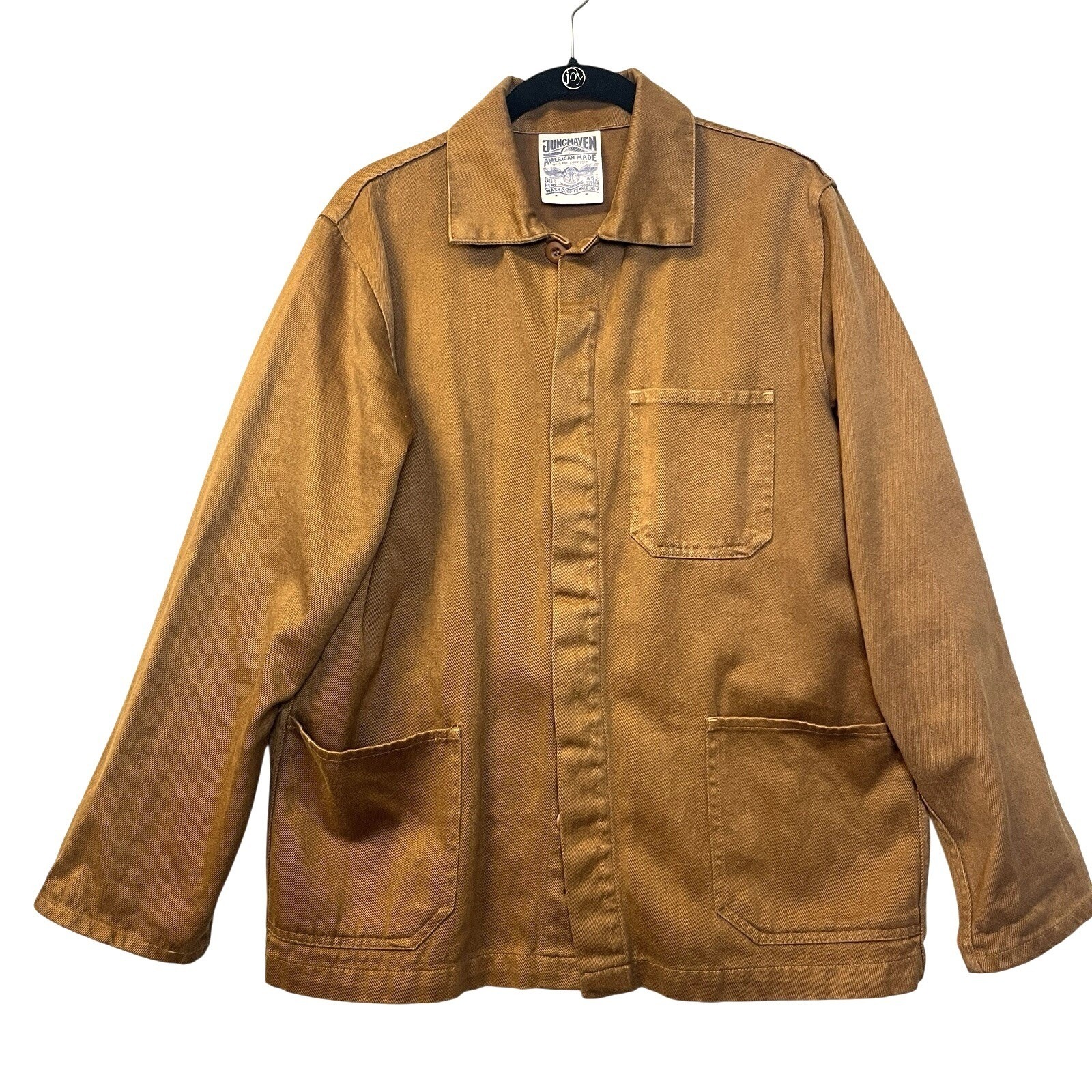 Jungmaven Olympic Chore Coat Coyote Organic Hemp Hidden Button Sz Small Jacket